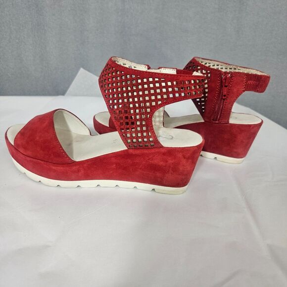 Gabor Womens 5.5 Wedge Sandals Velvety Suede Platform Comfort Shoes - Picture 4 of 10